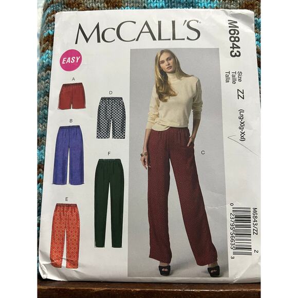 McCalls 6843 Sewing pattern pants shorts size L XL XXL - Picture 1 of 6